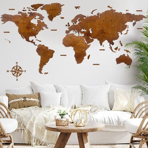 Timber Map Wooden Wall Map | Wooden Map of the World | Wind Rose | Frames | Wall ...