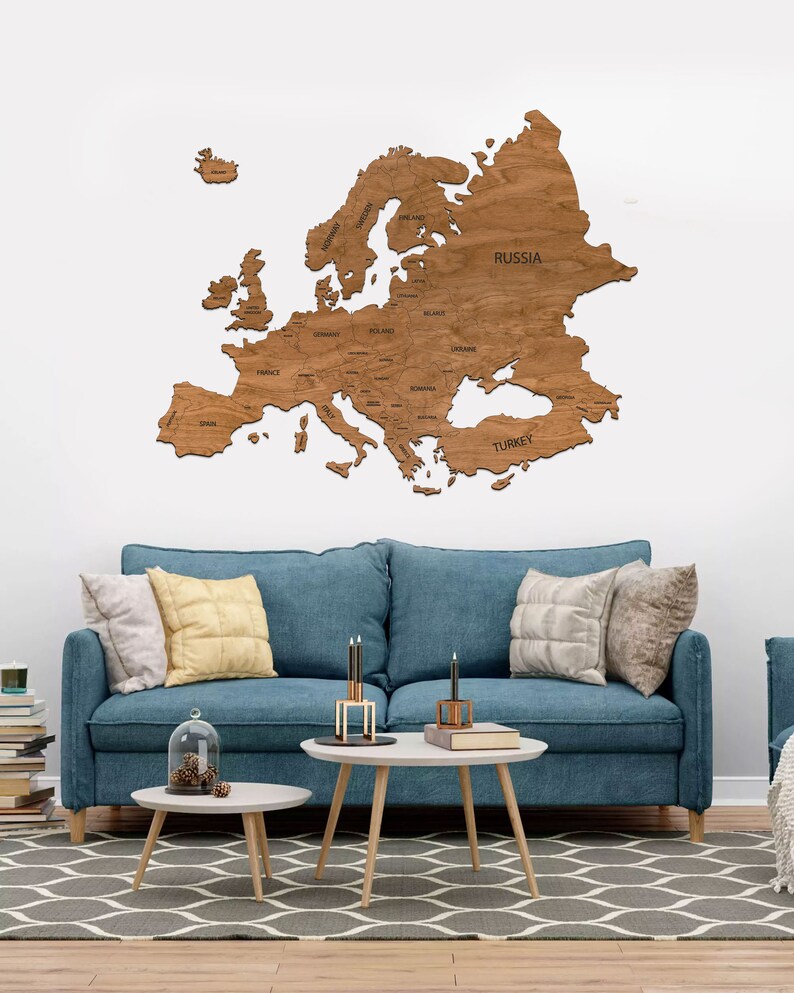 Wooden Map of Europe Home Decor Wall Art Gift for Etsy