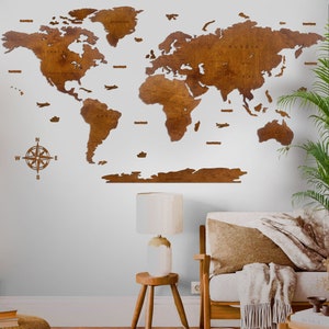 Home Wall Decor Wood Wall Art Rustic Wall Map Wall Decor Travel Map ...