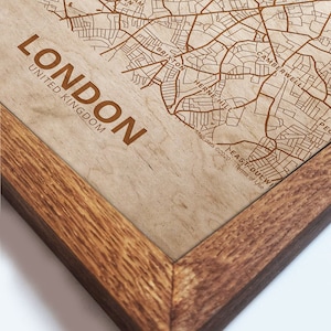 LONDON City Map Wall Art Amsterdam Engraved Wood Laser Map Wall Decoration Gifts Any City/Town Topographic Hometown