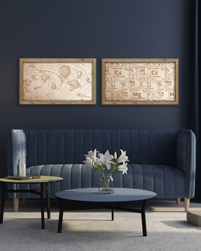Solar System Wall Art Solar System Engraved Wood Laser Wall Etsy