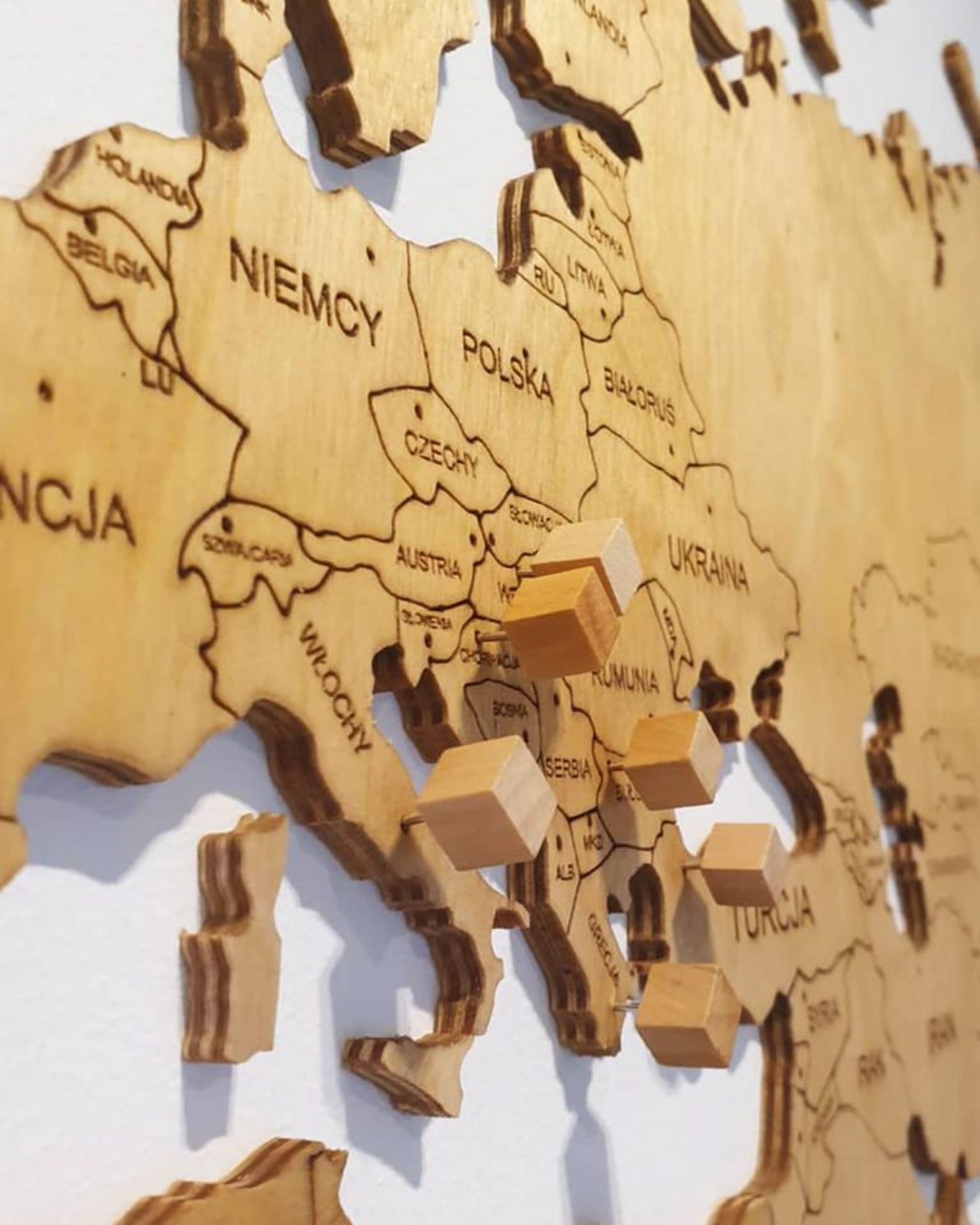 Wooden Wall Map Wooden Map of the World Wind Rose Frames Etsy
