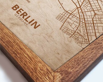 Berlin map wall art, Berlin Wooden Map, Germany map art, Street map of Berlin, Germany gift men, Christmas gift for father, gift for husband