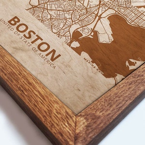 Mappa della città, Boston incisa, mappa di Boston, mappa di Boston, mappa topografica della città, immagine di Boston, mappa artistica di Boston, Boston incorniciata, dipinto
