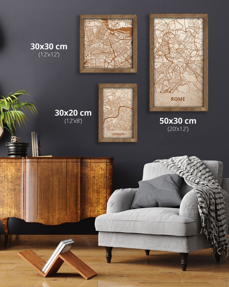 Rome Wood Map Map of Rome Wood Map of Rome Wall Art Modern Etsy