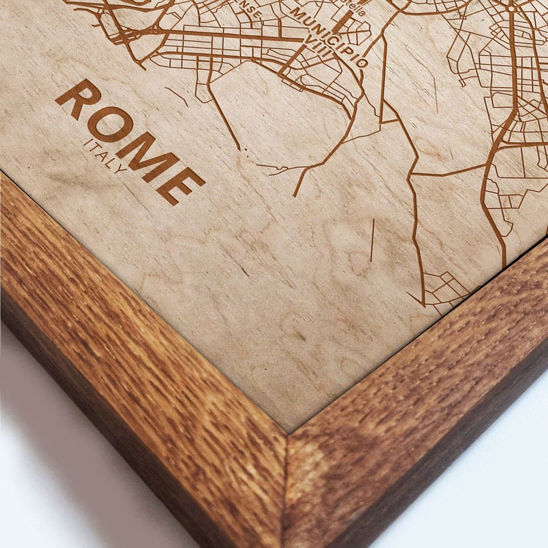 Rome Wood Map Map of Rome Wood Map of Rome Wall Art Modern Etsy