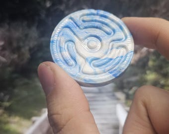 Upcycled Finger Labyrinth/Worry Stone Coin - Handmade with Recycled Plastics (PLA)