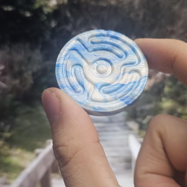 Upcycled Finger Labyrinth/Worry Stone Coin - Handmade with Recycled Plastics (PLA)
