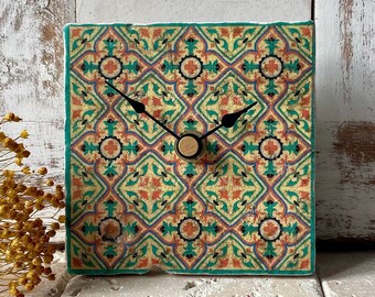 Antique marble tile clock, Italian design, mini clock, kitchen clock, table clock “Porto” birthday gift