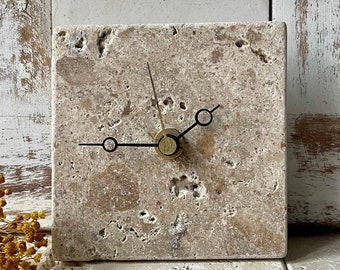 Antique marble Italian design, mini clock, kitchen clock, table clock “Stone” upcycling