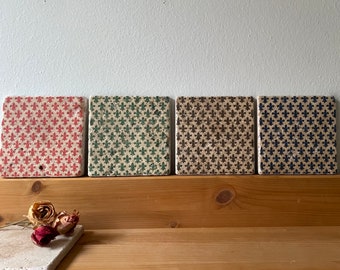 Set of 4 tiles, coasters “Firenze” upcycling, Italian design, vintage look