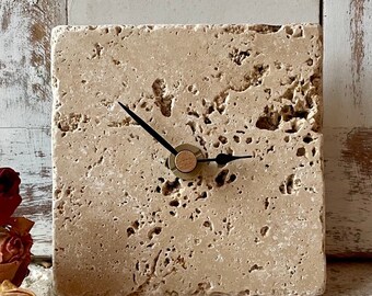 Antique marble Italian design, mini clock, kitchen clock, table clock “Stone” gift upcycling