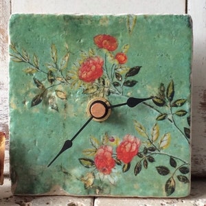 Antique marble table clock Italian design, tile clock, wall clock "Nostalgia" home accessories for home and garden