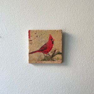 Mini picture, mural, wall decoration “Bird” upcycling