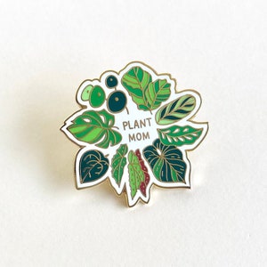 Plant Mom Hard Enamel Pin Plant Lady Pin Plant Lover Pin House Plant Pin Leaf Pin image 1