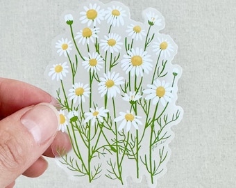 Clear Daisy Flower Sticker, Flower Sticker, Water Bottle Sticker, Floral Sticker, Laptop Sticker, Weatherproof Sticker