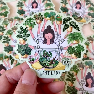 Plant Lady Vinyl Sticker, Houseplant Lover Gift, Laptop Decal