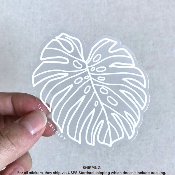 Clear Monstera deliciosa Sticker, Plant Lover, Plant Mom, Plant Dad, Plant Sticker, Laptop Sticker, Weatherproof Sticker, Die Cut Sticker