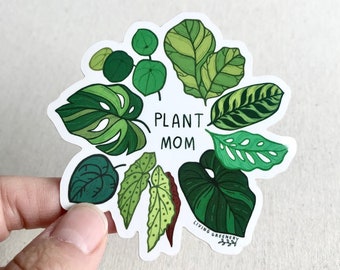 Plant Mom sticker, Plant Stickers, Glossy Coated vinyl Die Cut Sticker, House Plant Sticker, Weatherproof Sticker, Laptop Sticker