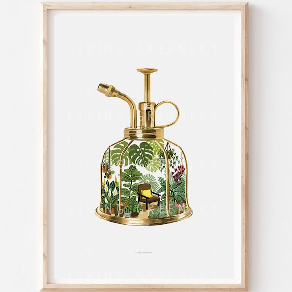 Lámina artística "Mister Greenhouse", terrario, decoración de pared para plantas de interior, regalo para amantes de las plantas, lámina de arte botánico.