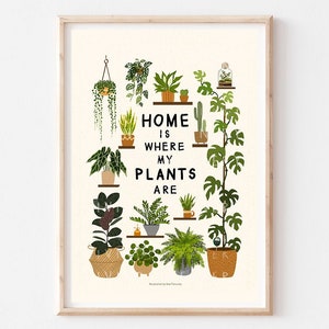 Home Is Where My Plants Are Art Print, Botanical Wall Decor