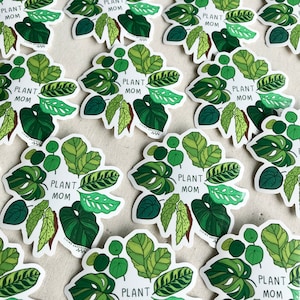 Plant Mom sticker, Plant Stickers, Glossy Coated vinyl Die Cut Sticker, House Plant Sticker, Weatherproof Sticker, Laptop Sticker image 3