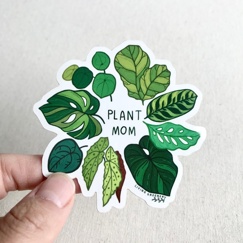 Plant Mom sticker, Plant Stickers, Glossy Coated vinyl Die Cut Sticker, House Plant Sticker, Weatherproof Sticker, Laptop Sticker image 2