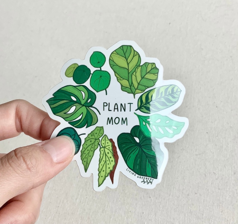 Plant Mom sticker, Plant Stickers, Glossy Coated vinyl Die Cut Sticker, House Plant Sticker, Weatherproof Sticker, Laptop Sticker image 4