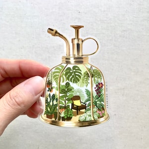 Vintage Plant Mister Sticker, Greenhouse Clear Vinyl Die Cut