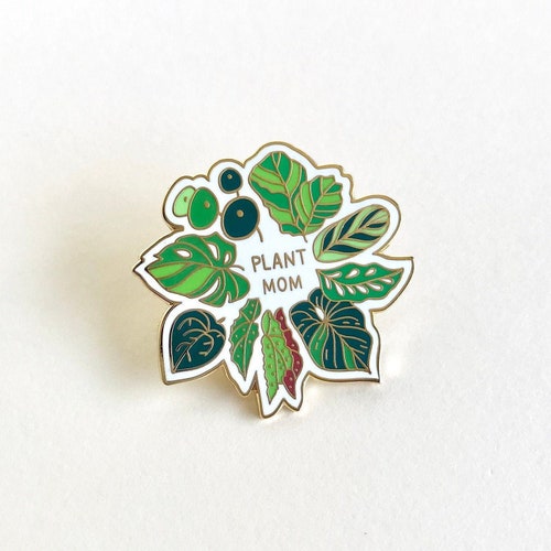 Plant Mom Hard Enamel Pin|| Plant Lady Pin || Plant Lover Pin || House Plant Pin || Leaf Pin