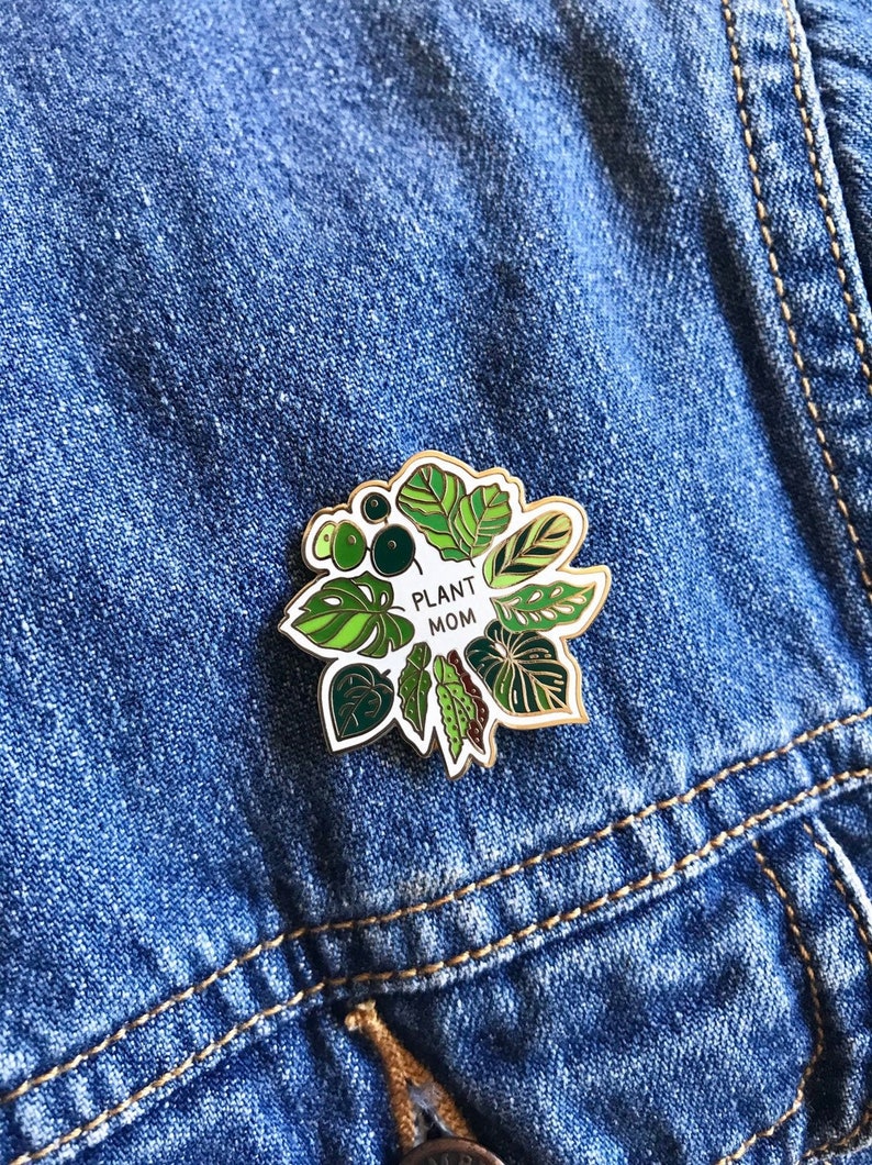 Plant Mom Hard Enamel Pin Plant Lady Pin Plant Lover Pin House Plant Pin Leaf Pin image 7