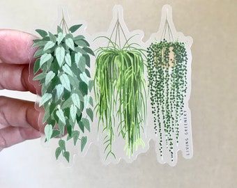 Clear Hanging Plants Sticker, Weatherproof Vinyl Die Cut