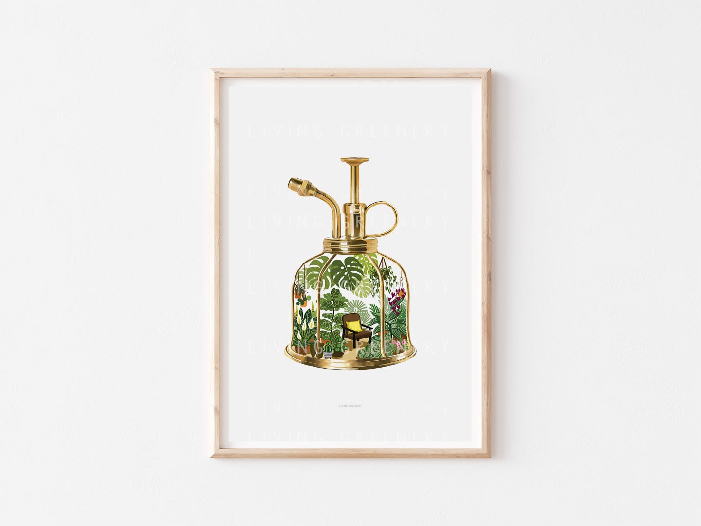 Mister Greenhouse Art Print, Terrarium, House Plant Wall Art, Plant Lover gift, Botanical Art Print