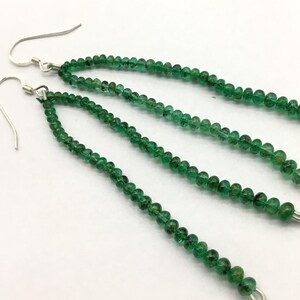 Zambian Emerald Earrings Tassel Beads Jewelry Gemstone