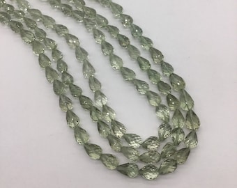 Gotas facetadas de ametista verde 1 fio contas de pedras preciosas naturais para joias