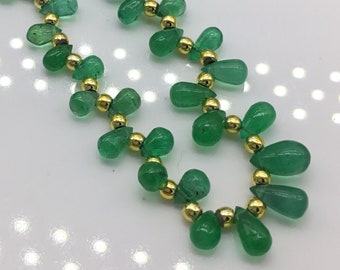 天然ザンビア産エメラルドドロップ宝石ネックレス