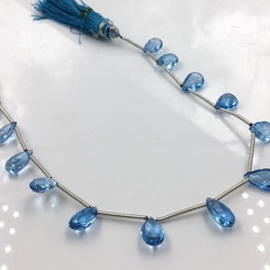Blue Topaz Faceted Almonds 1 Strand Natural Gemstone Beads For Jewelry