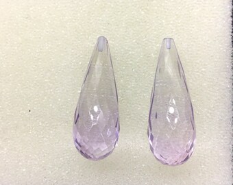 Pingentes de Ametista Rosa com Meia Ponta Facetada e Perfurada (2 peças) - Contas de Pedra Preciosa Natural para Joias