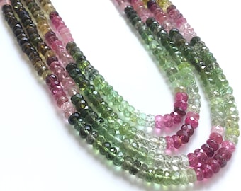 Multi Tourmaline Shaded Beads Necklace Natural Gemstone Beads For Jewelry