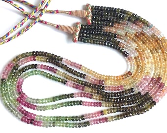Multi Tourmaline Mixed Shaded faceted Beads Necklace Natural Gemstone For Jewelry