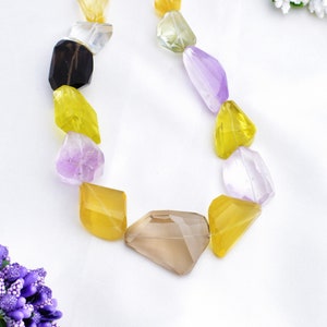 16 Inches Mixed Gemstone Faceted Tumble Necklace l Natural Mixed Gems Faceted Tumble Beads For Jewelry I Top Quality Tumbles image 1