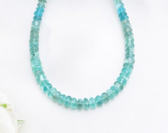 4 to 5 mm  Apatite Faceted Rondelle Beads l Natural Blue Apatite Faceted Beads For Jewelry I 12 Inches Top Quality Beads