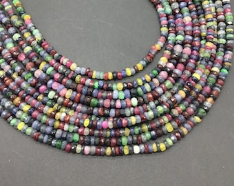 Mixed Gemstone Disco Faceted 3mm to 4mm Rondelle Beads Natural Gemstone Beads