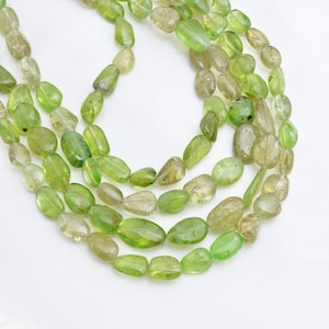 Natürliche Peridot 16 Zoll Glatte Trommelstein-Edelstein-Halskette