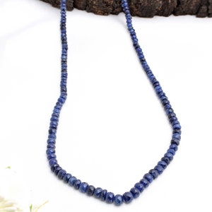 Blue Sapphire Treated Faceted Beads, Natural Sapphire Gemstone Rondelle Beads, 2.50x6 MM Sapphire Beads