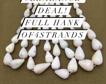 Clearance Deal Pink Opal Plain Drops 4 strands Gemstone For Jewelry