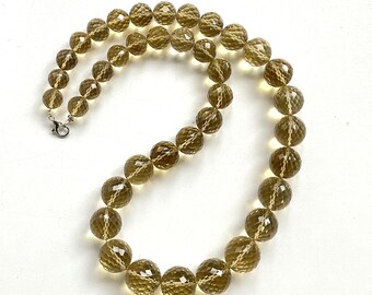 Honey Quartz Faceted Balls 9 to 16 mm Natural Gemstone Necklace