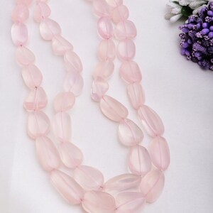 Natural Rose Quartz Smooth Tumbles 1 Strand Gemstone Jewelry