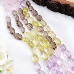 Mixed Gems Checker Cut Oval Natürliche Edelstein Perlen