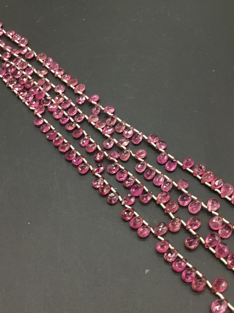 Rubellite Tourmaline 16/'/' Faceted Pear Shape AAA Quality gemstone necklace jewellery Set 38.40 Ct Ruby Top 4 x 3 To 7 x 5 MM 1 Strand